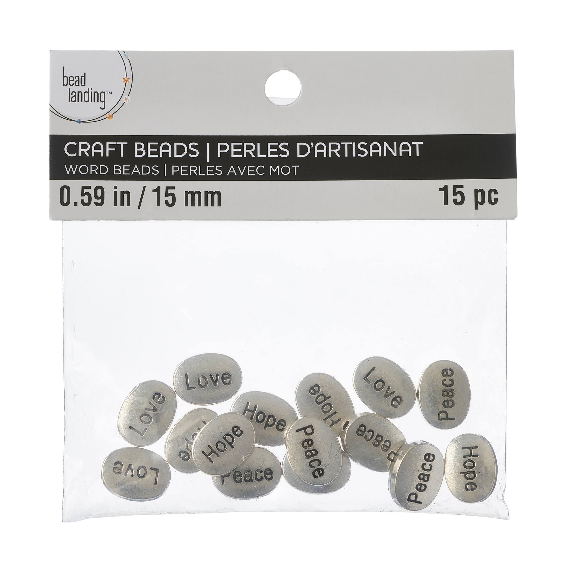 Silver Metal Word Beads, 18mm by Bead Landing™